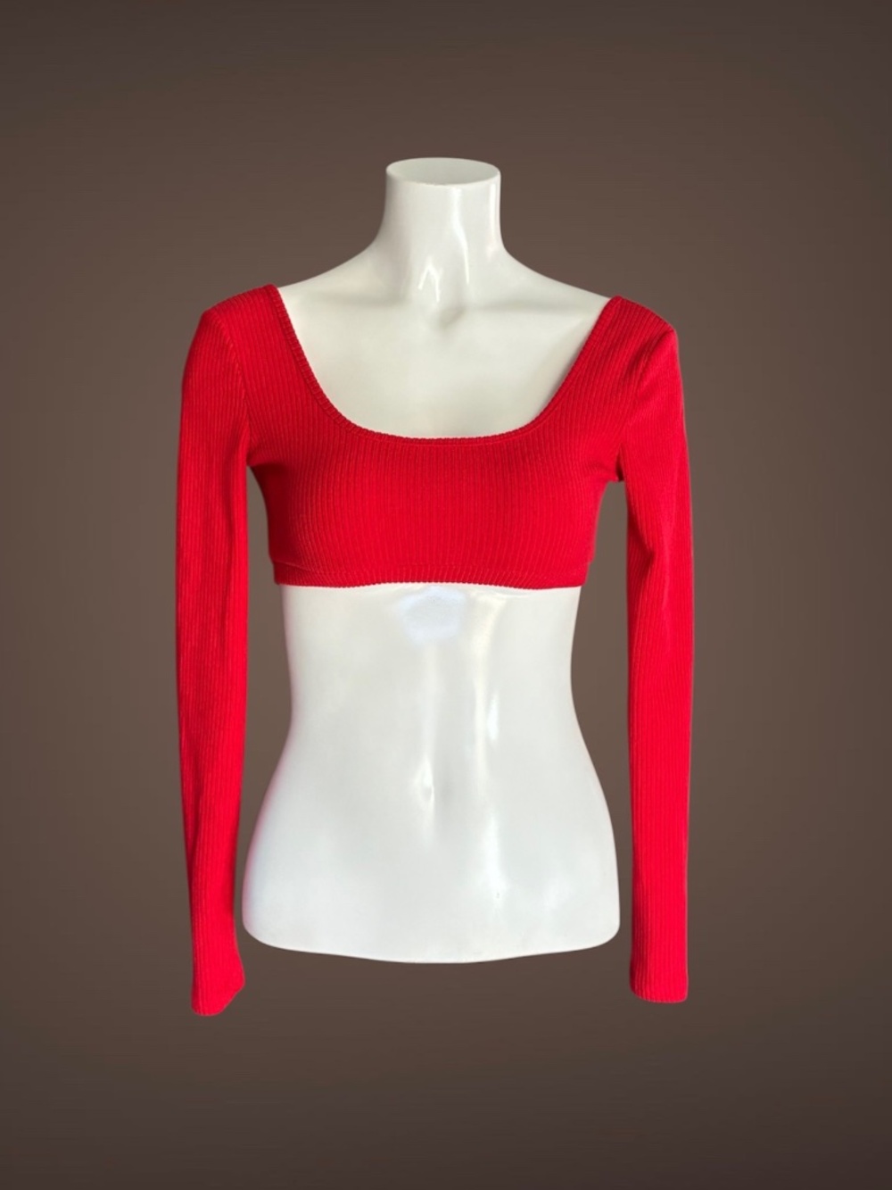 Women's Edikted Red Long Sleeve Crop Top/Bralette, Size Small